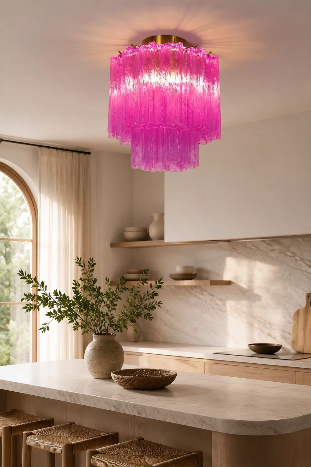 Fiora Rose Red Glass Ceiling Lamp - Lumpaz