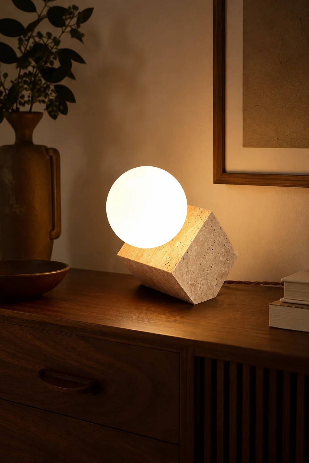 Cube Stone Table Lamp - Lumpaz