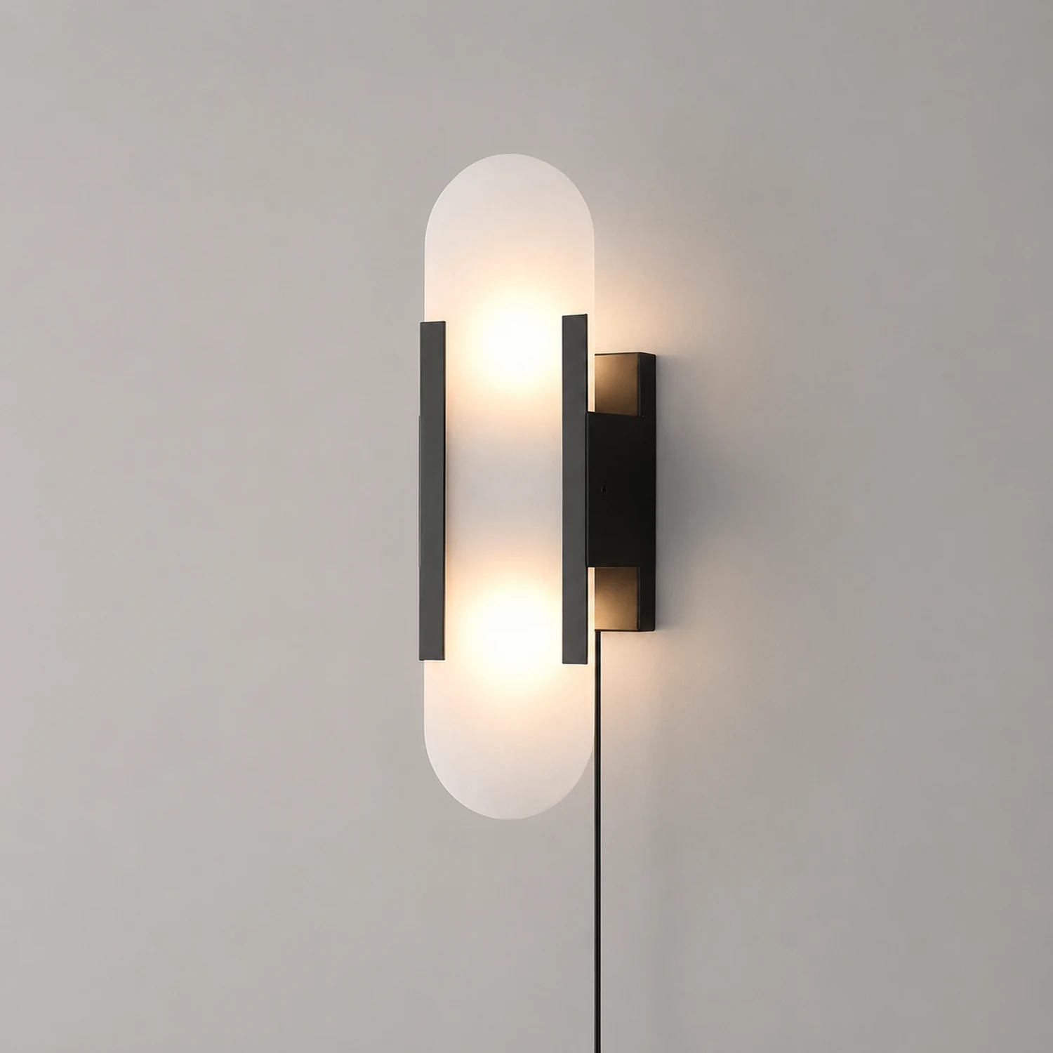 Geometric Harmony Alabaster Plug In Wall Lamp - Lumpaz