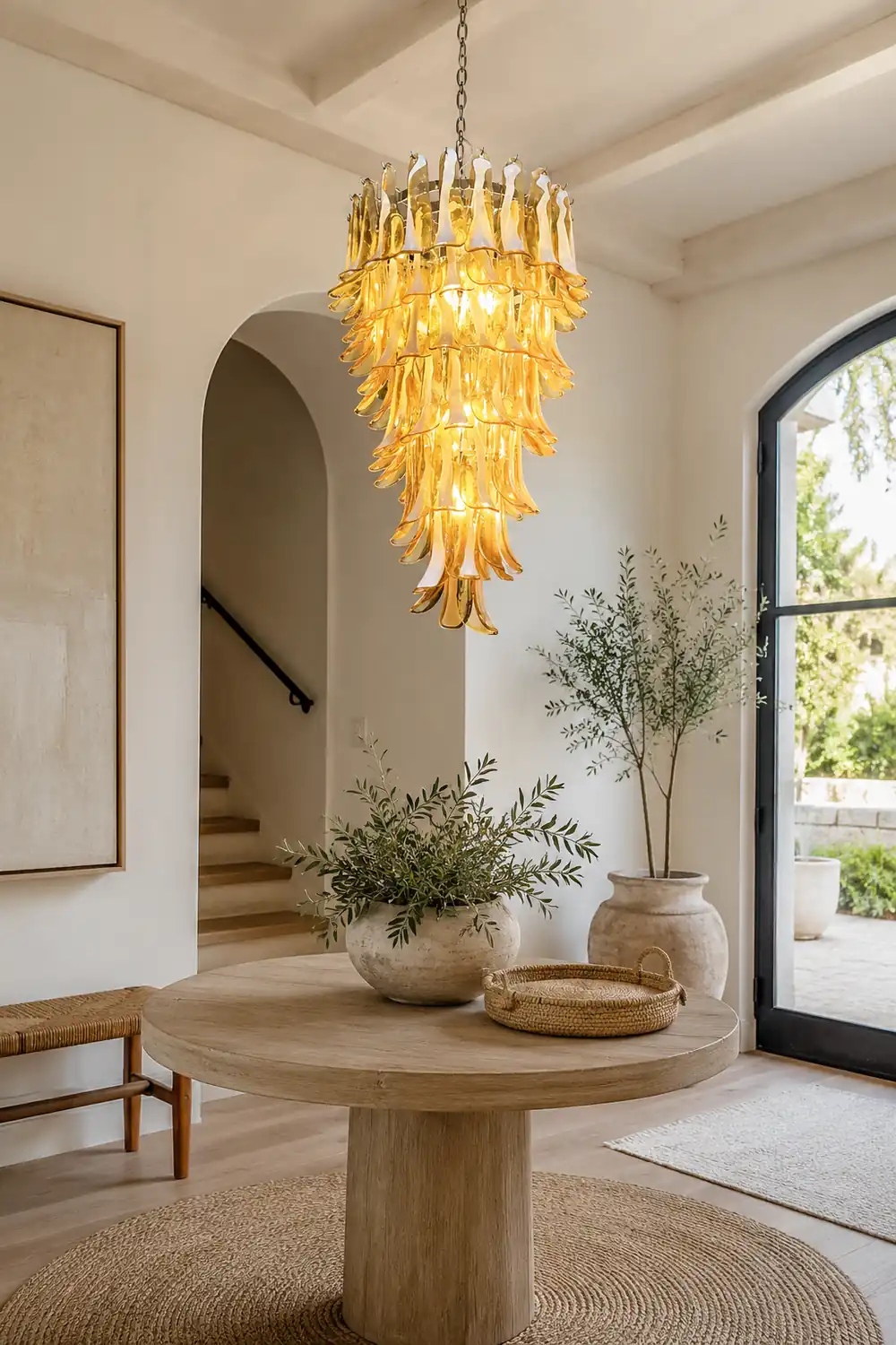 Murano Amber Petals Spiral Chandelier - Lumpaz