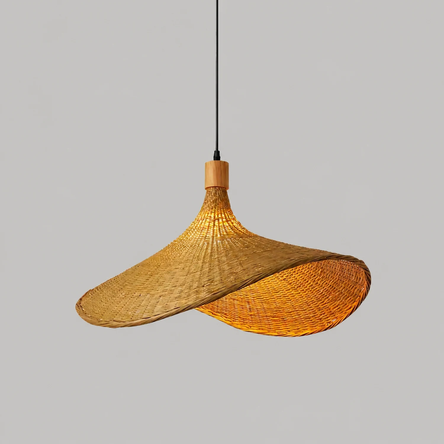 Rattan Weave Hat Pendant Light - Lumpaz