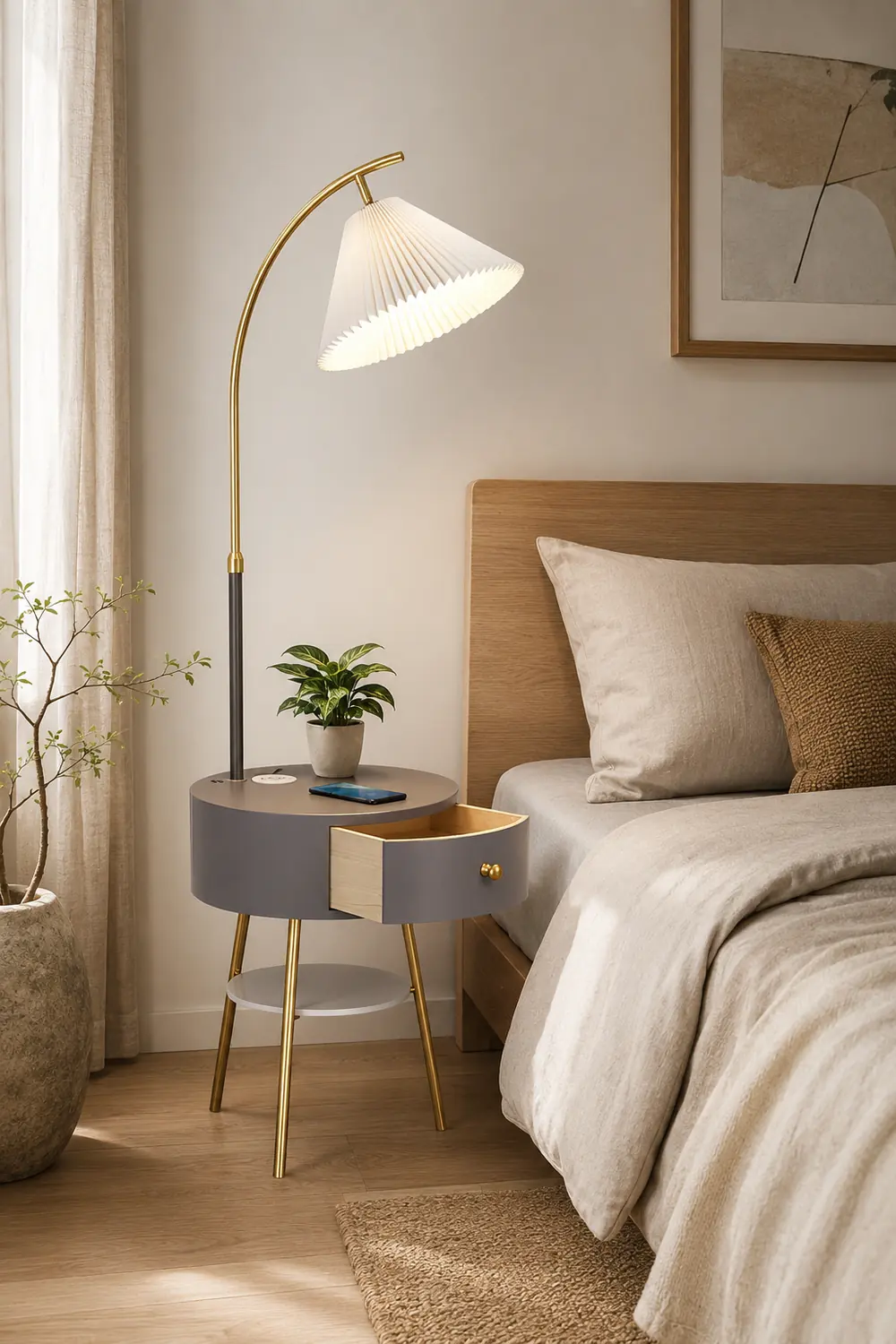 Pleated Arc Floor Light - Lumpaz