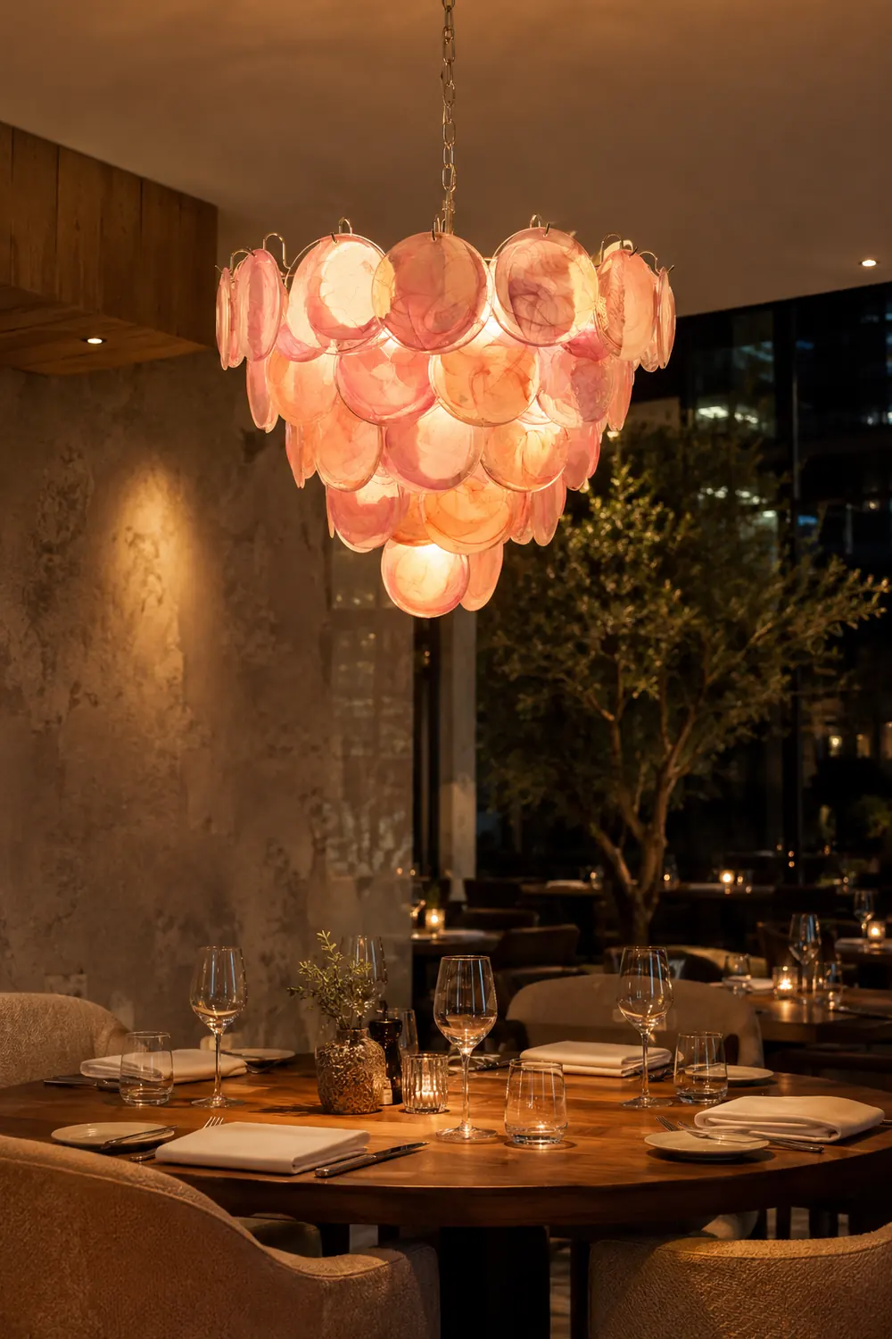 Pink Murano Disc Chandelier - Lumpaz