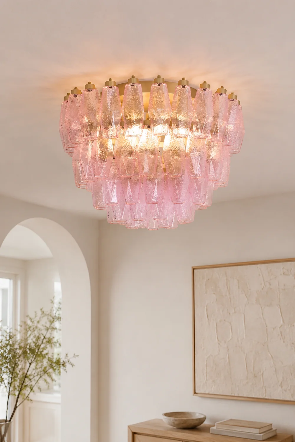 Poliedri Murano Pink Ceiling Light - Lumpaz