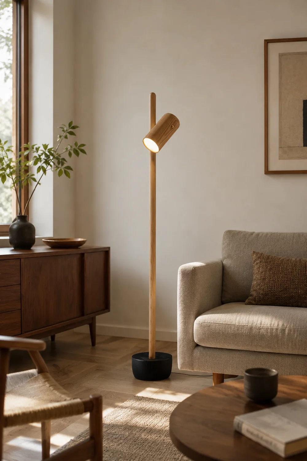 Spotlight Wood Floor Lamp - Lumpaz