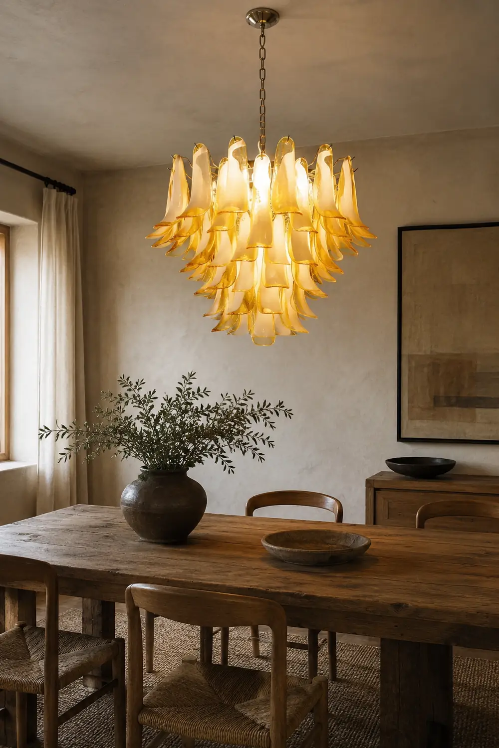 Amber Glass Murano Petals Chandelier - Lumpaz