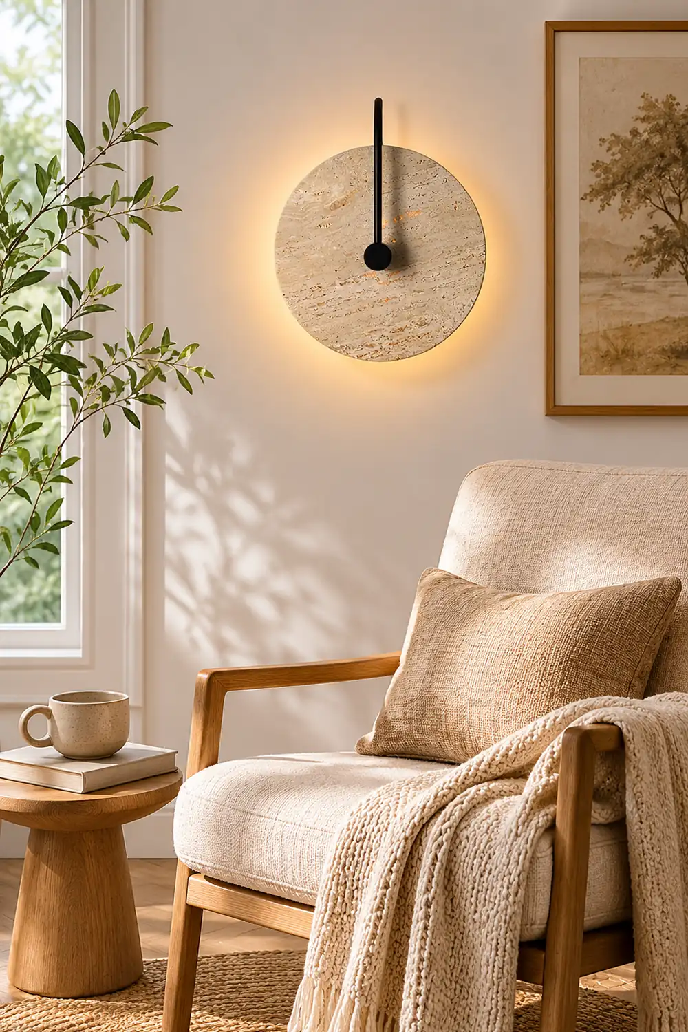Round Travertine Wall Lamp - Lumpaz