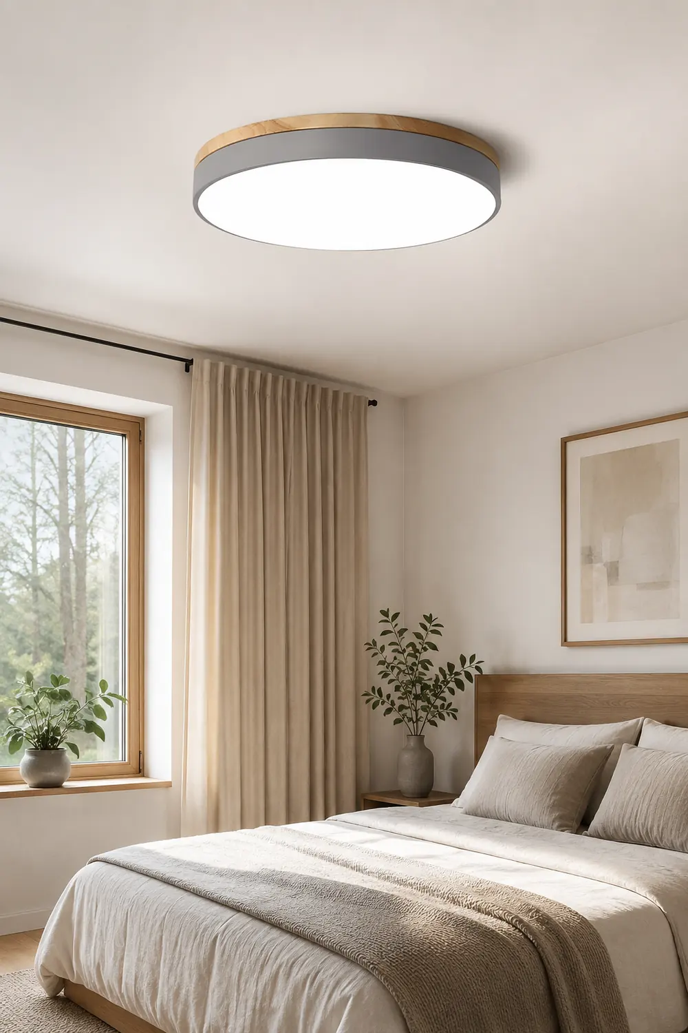 Zara Circular Wood Ceiling Lamp - Lumpaz