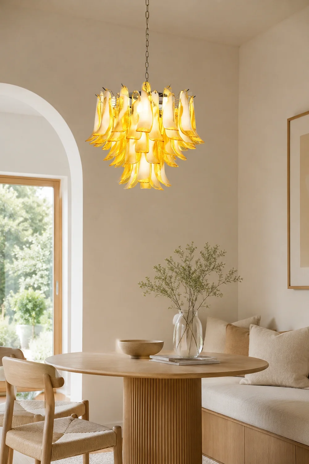 Amber Glass Murano Petals Chandelier - Lumpaz