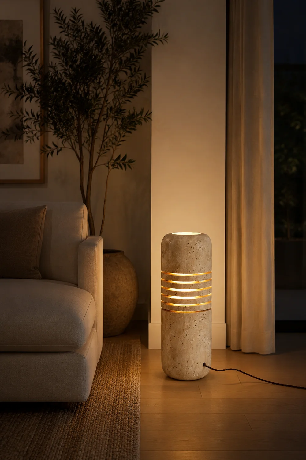 Big Stone Bucket Floor Lamp - Lumpaz