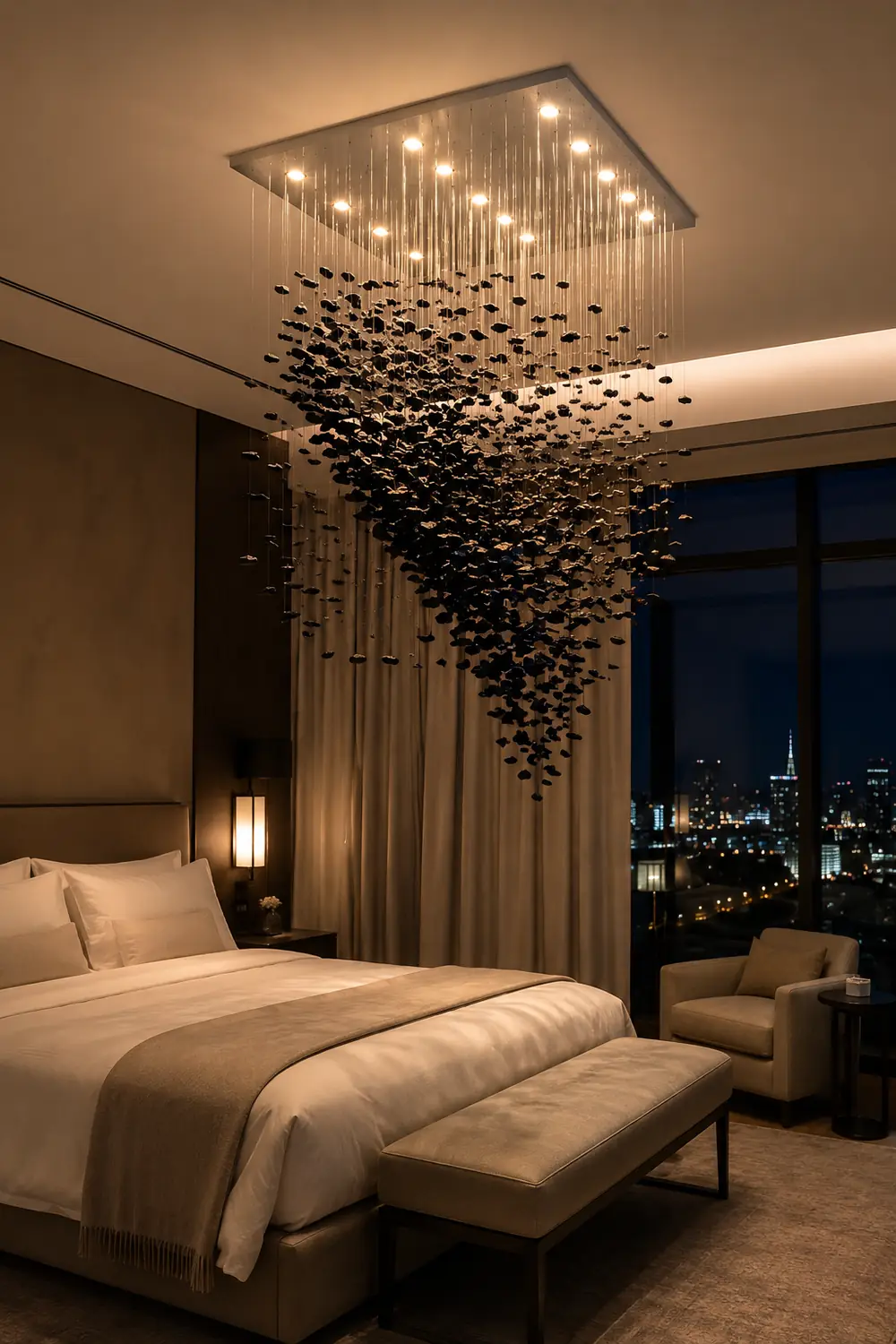 Charcoal Cascade Pixel Chandelier - Lumpaz