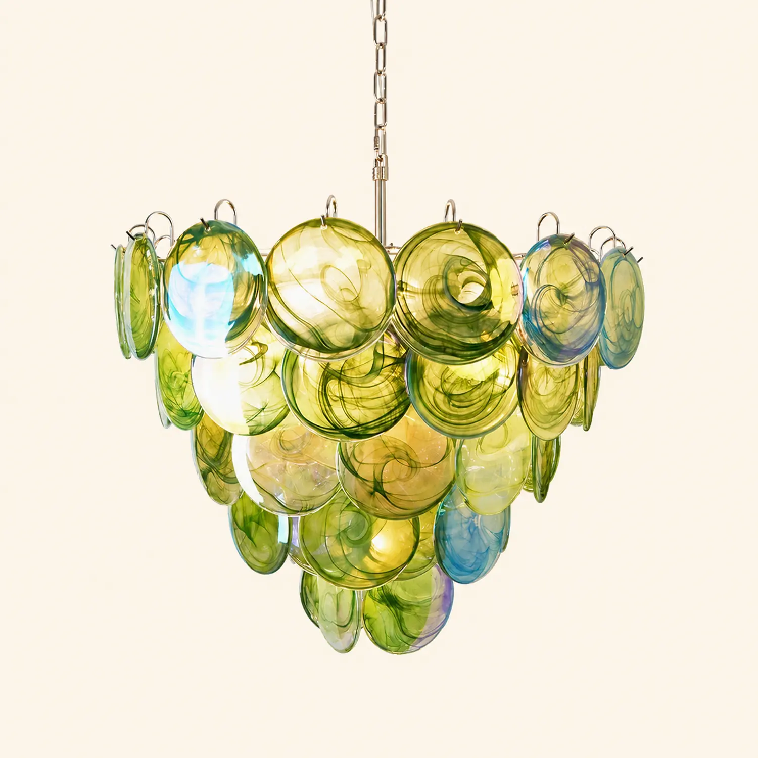Green Murano Disc Chandelier - Lumpaz