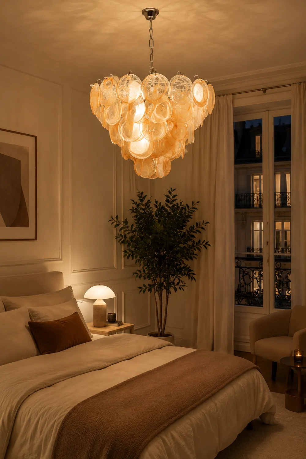Orange Murano Disc Chandelier - Lumpaz