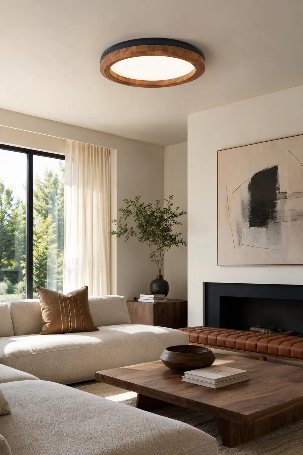 Timber Round Wood Ceiling Lamp - Lumpaz