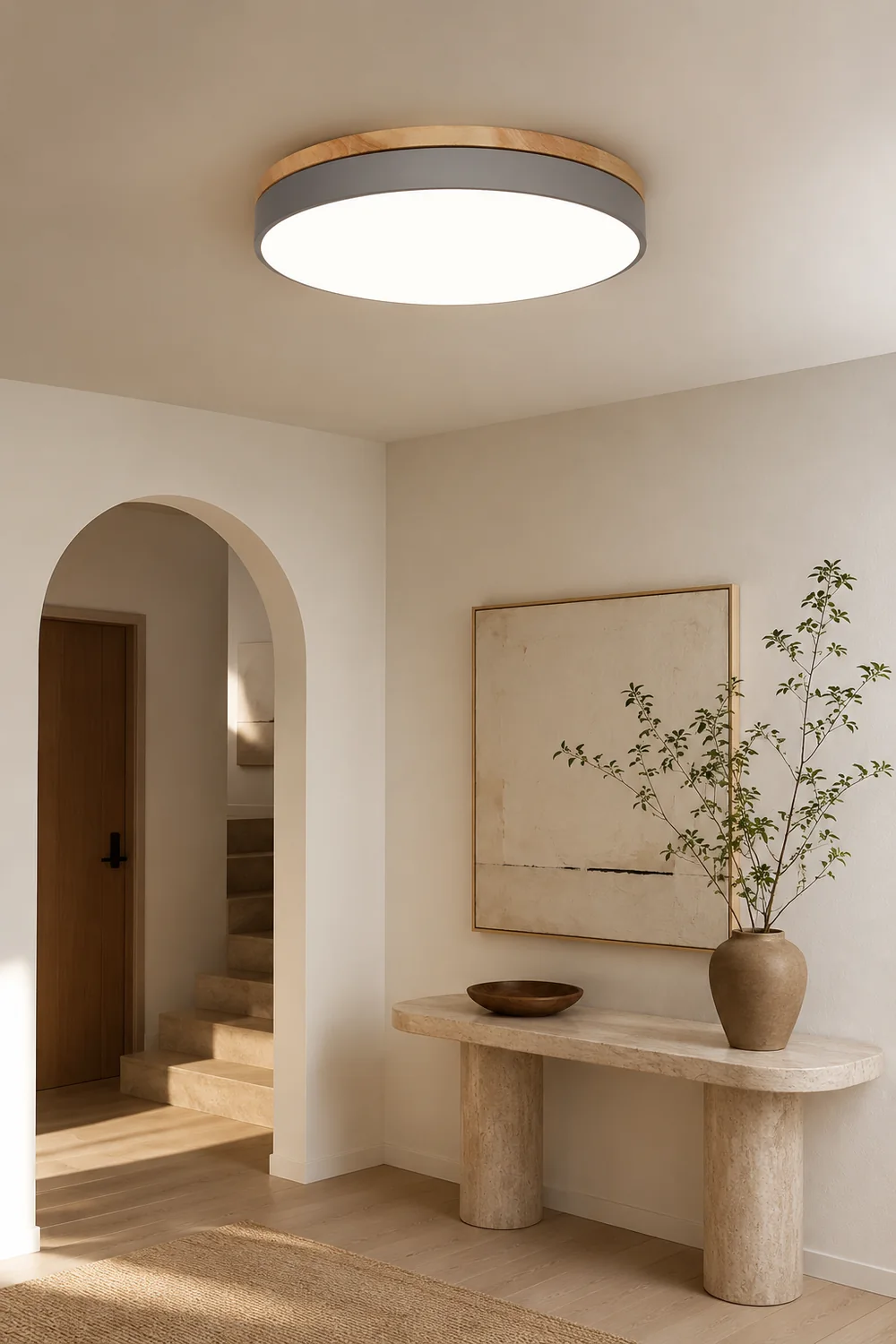 Zara Circular Wood Ceiling Lamp - Lumpaz
