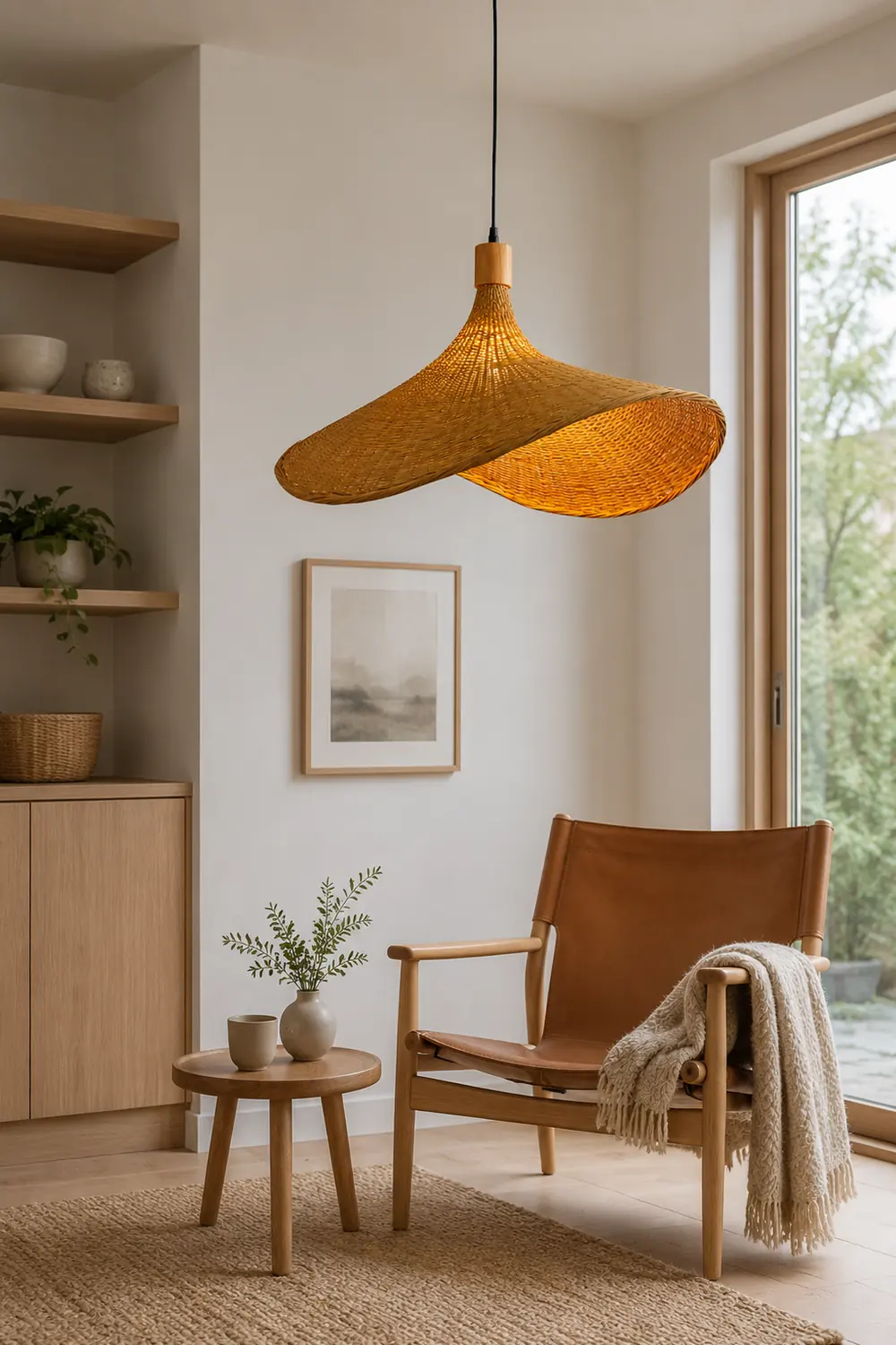 Rattan Weave Hat Pendant Light - Lumpaz