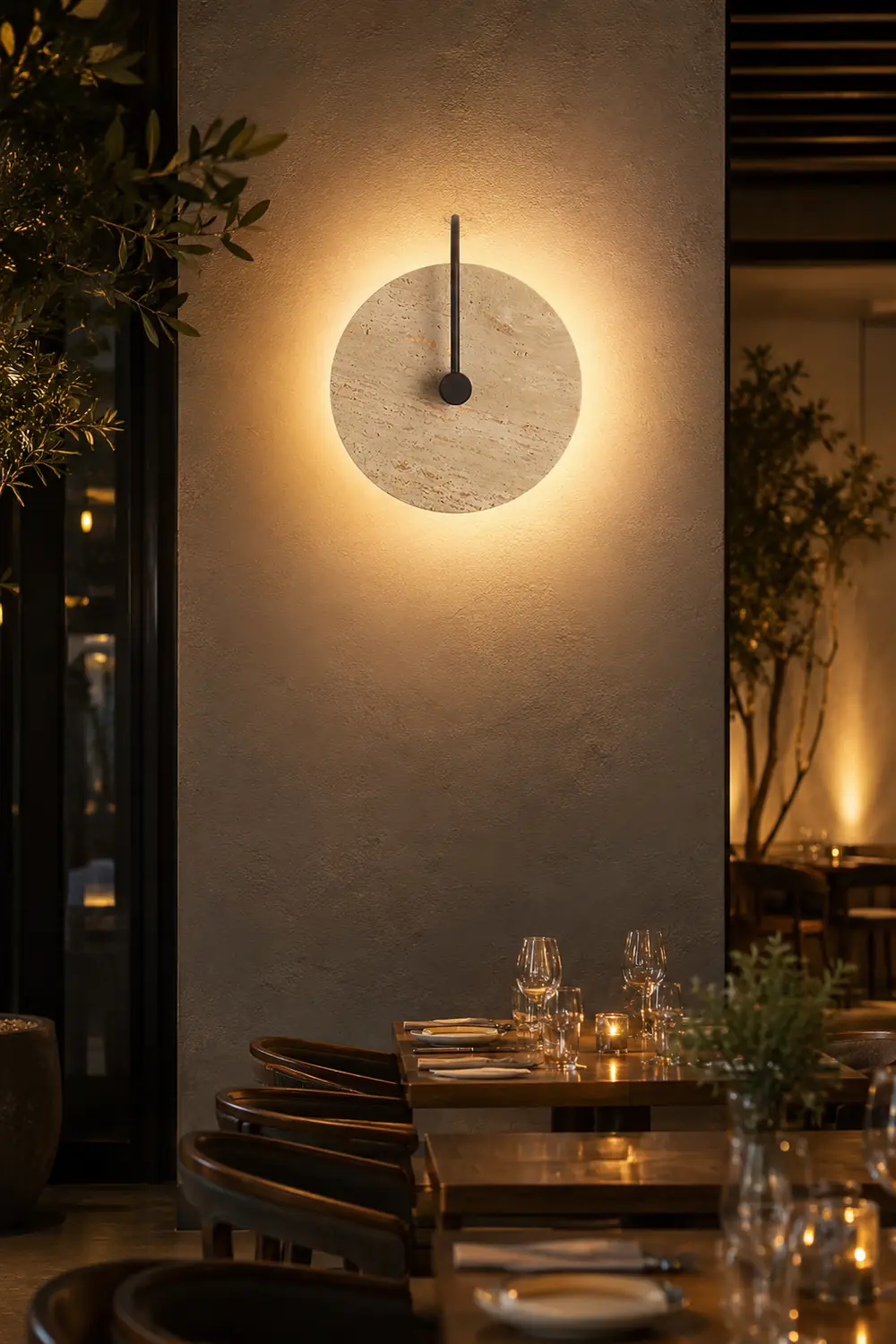 Round Travertine Wall Lamp - Lumpaz