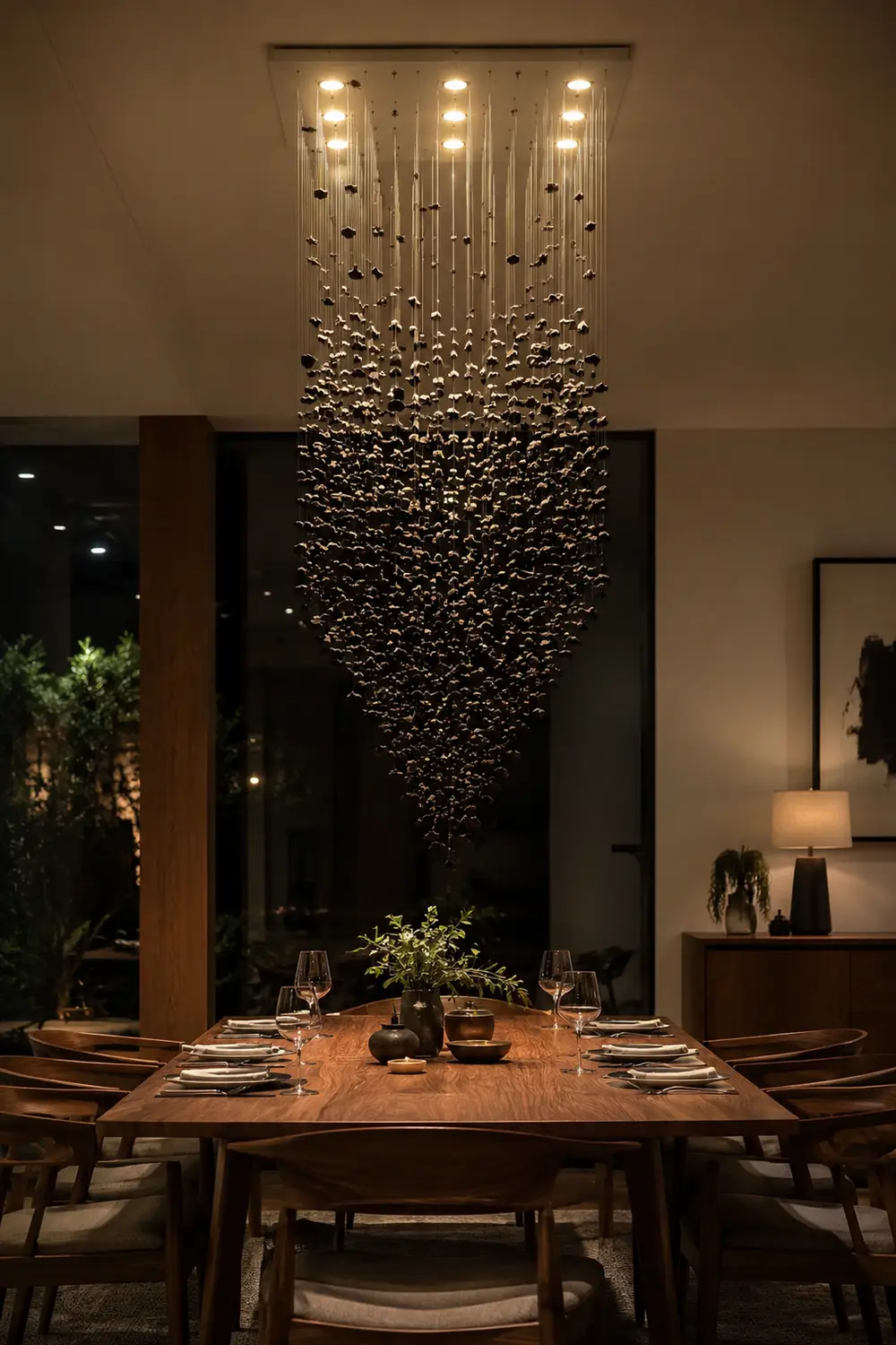 Charcoal Cascade Pixel Chandelier - Lumpaz