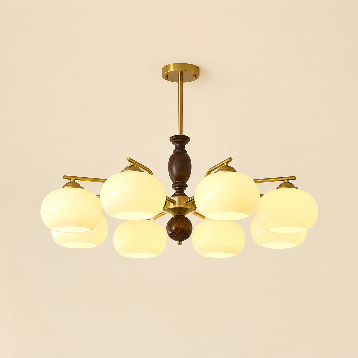 Walnut Beige Orb Chandelier - Lumpaz