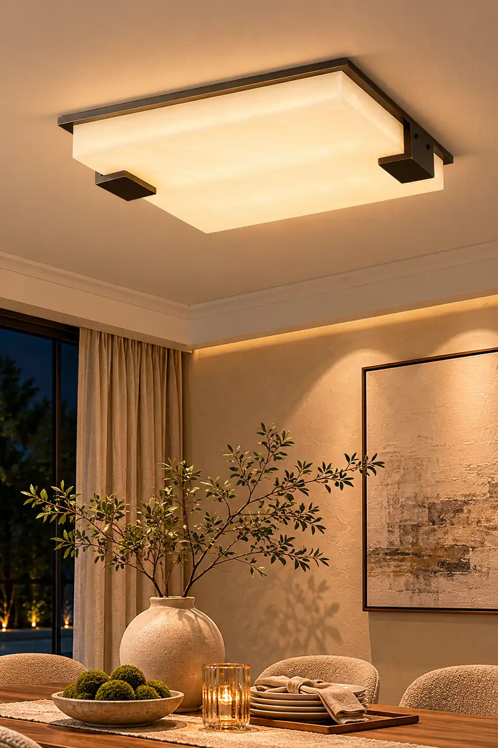 Square Alabaster Ceiling Lamp - Lumpaz