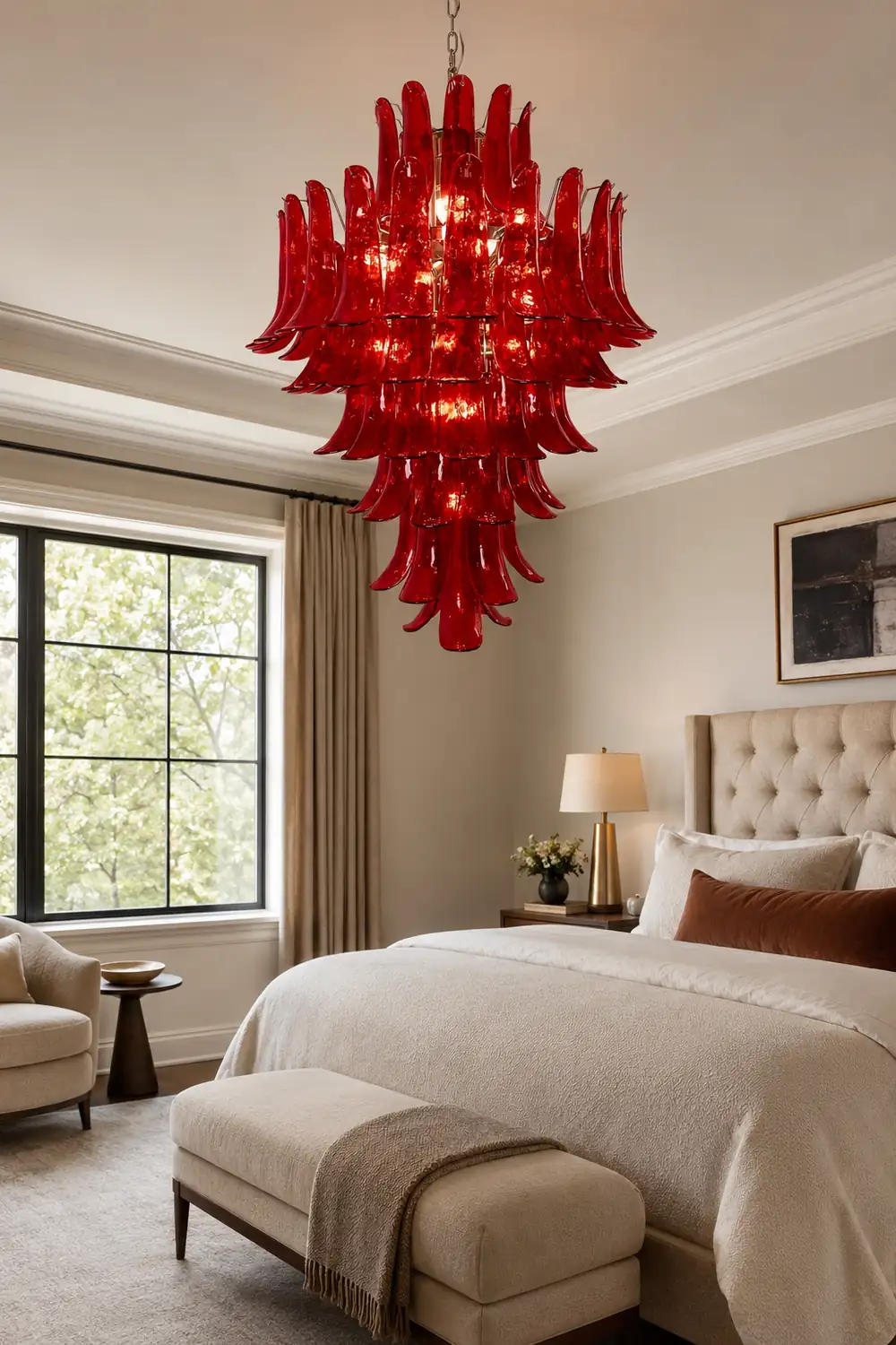 Murano Crimson Cascade Chandelier - Lumpaz