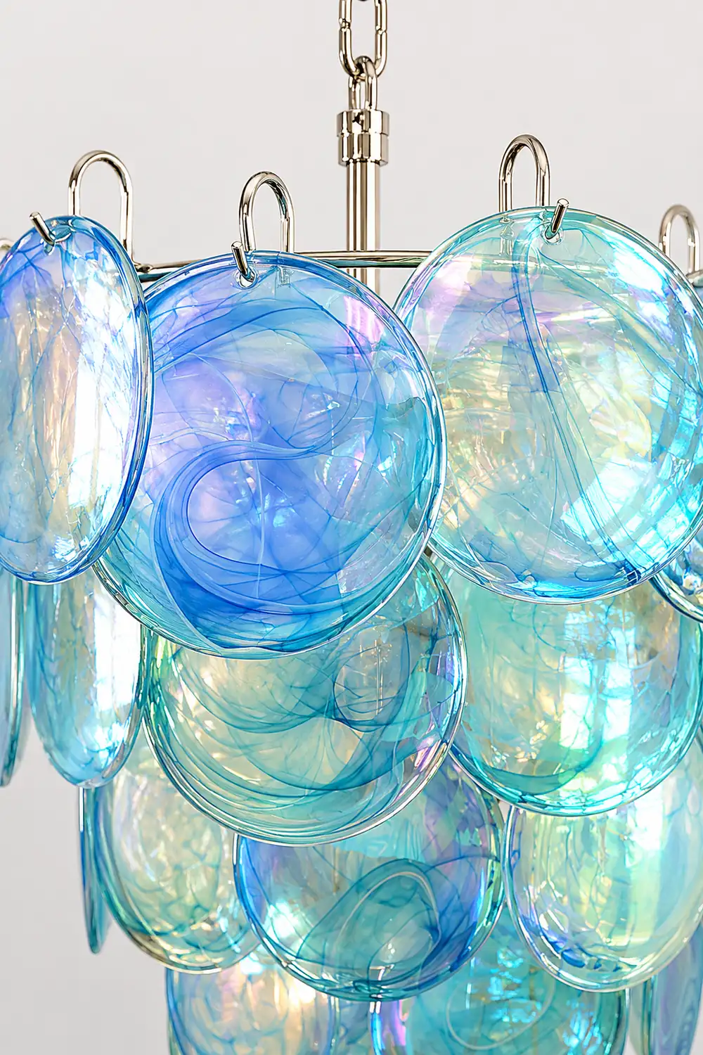 Blue Murano Disc Chandelier - Lumpaz