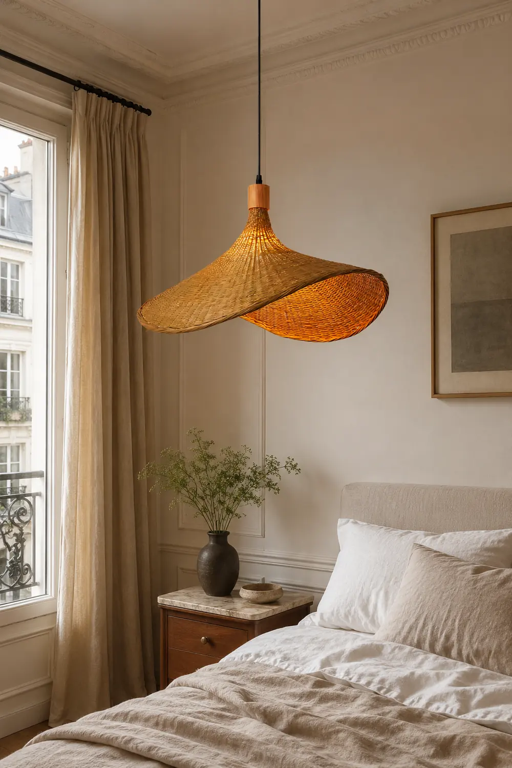 Rattan Weave Hat Pendant Light - Lumpaz