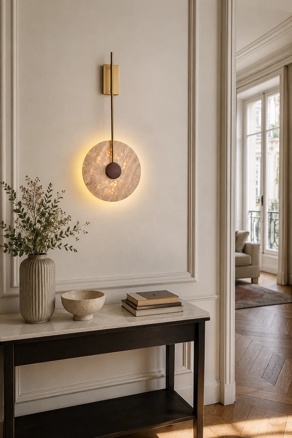 Travertine Disc Wall Lamp - Lumpaz