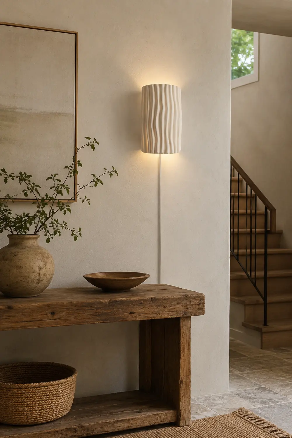 Pleated Resin Plug In Wall Lamp - Lumpaz