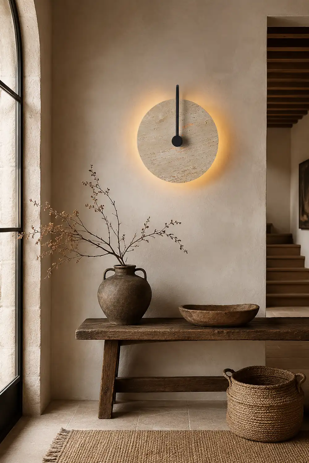 Round Travertine Wall Lamp - Lumpaz
