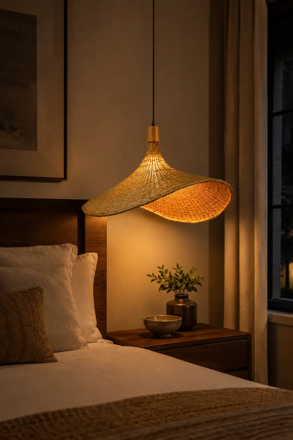 Rattan Weave Hat Pendant Light - Lumpaz