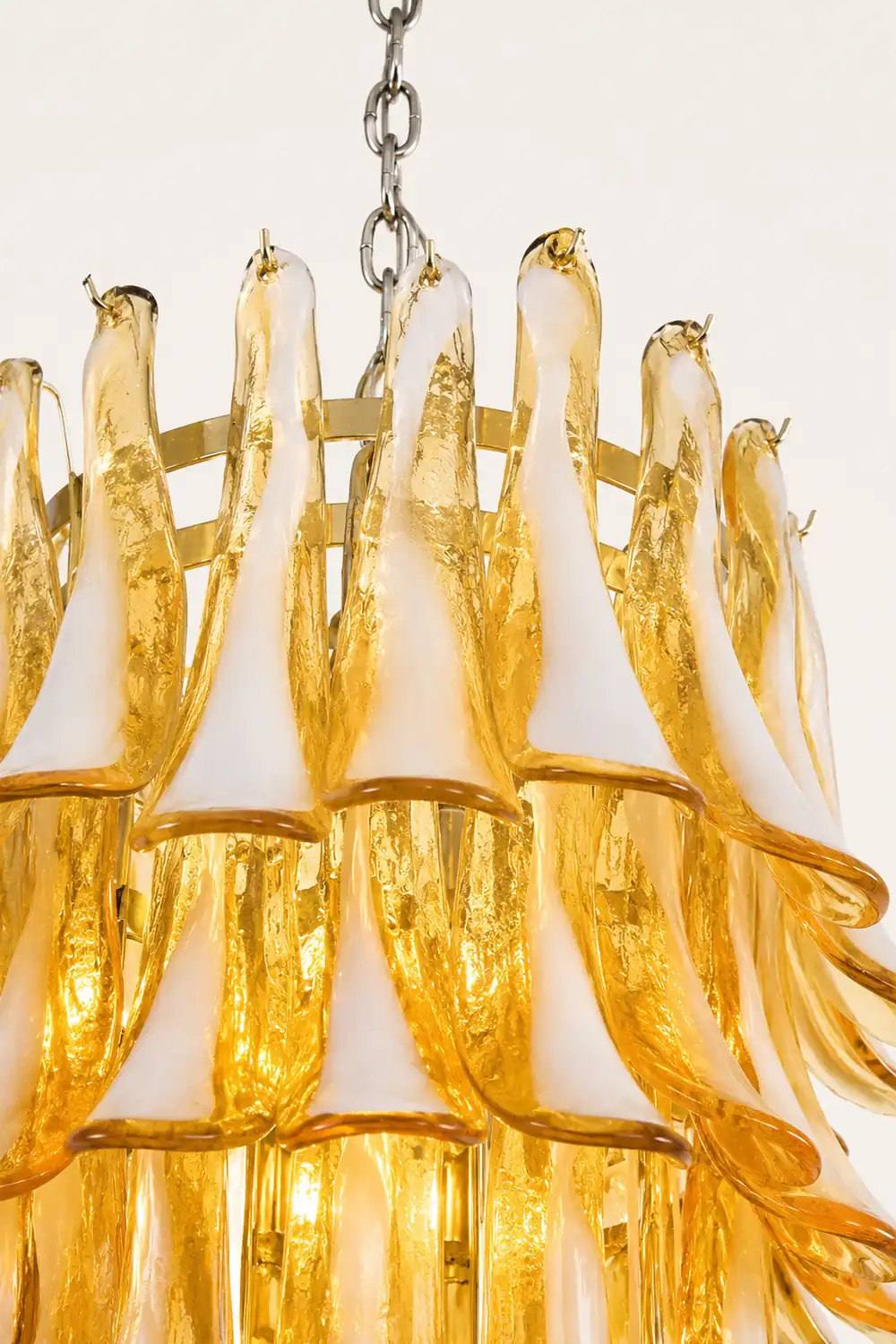 Murano Amber Petals Spiral Chandelier - Lumpaz
