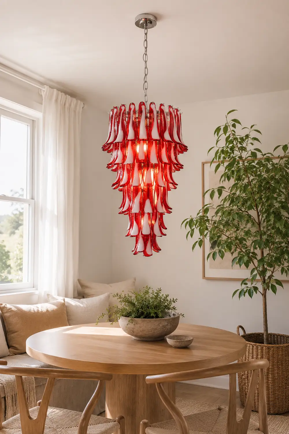 Murano Red Petals Spiral Chandelier - Lumpaz