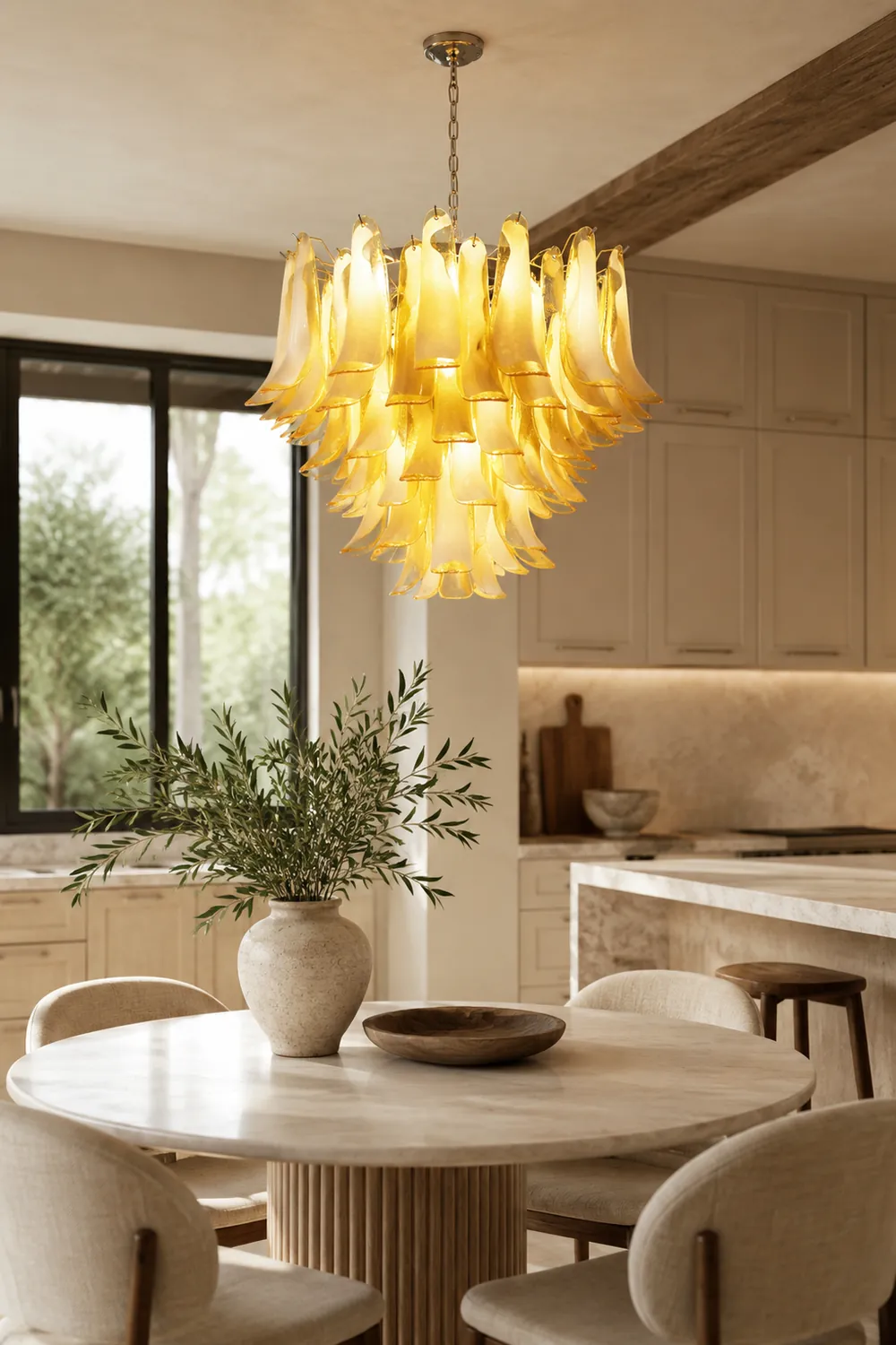 Amber Glass Murano Petals Chandelier - Lumpaz