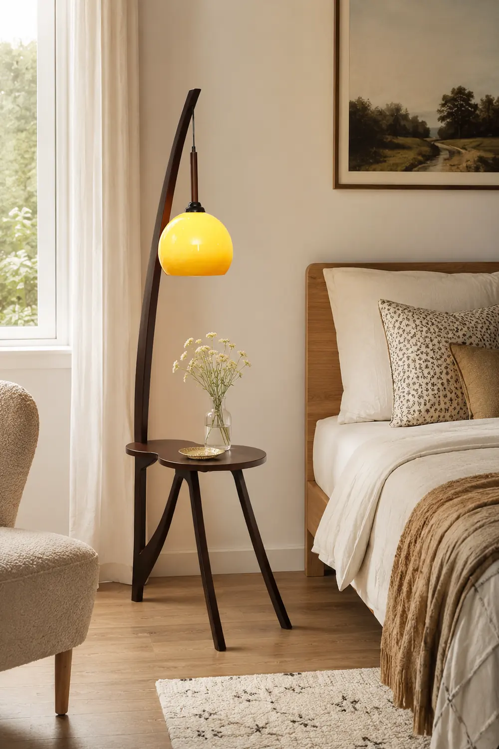 Arc Wood Hanging Floor Lamp - Lumpaz