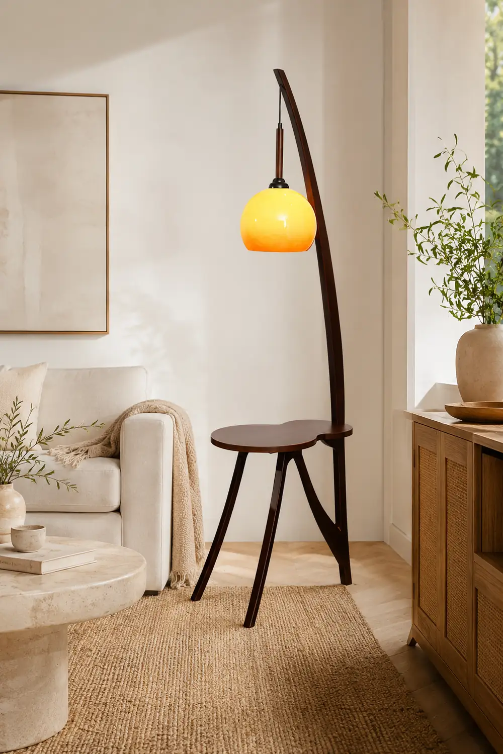Arc Wood Hanging Floor Lamp - Lumpaz