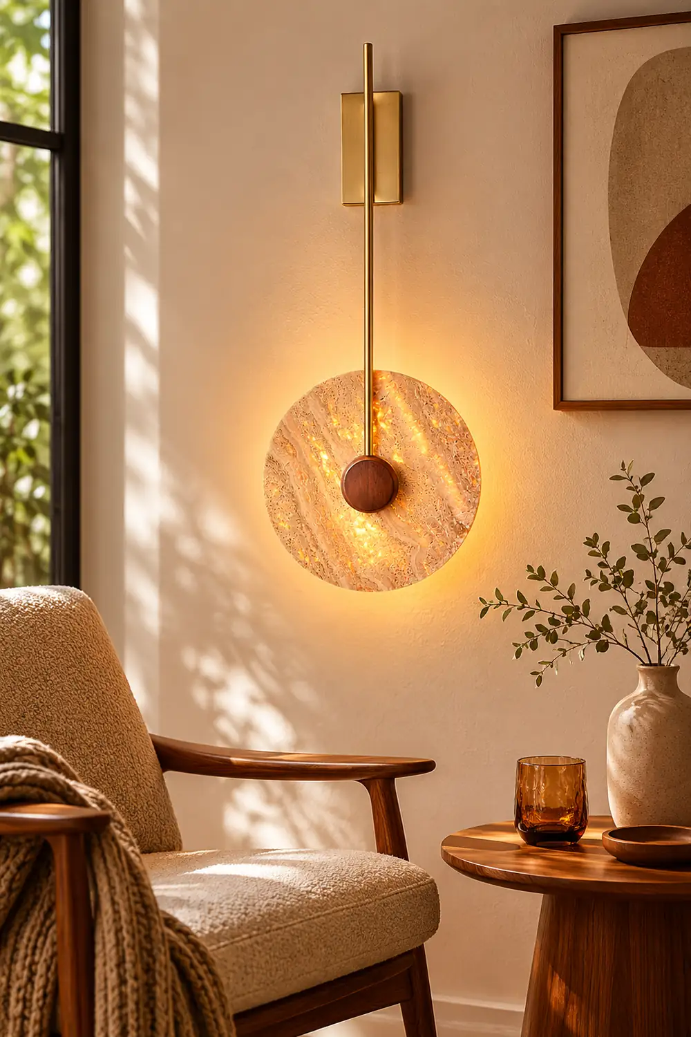 Travertine Disc Wall Lamp - Lumpaz