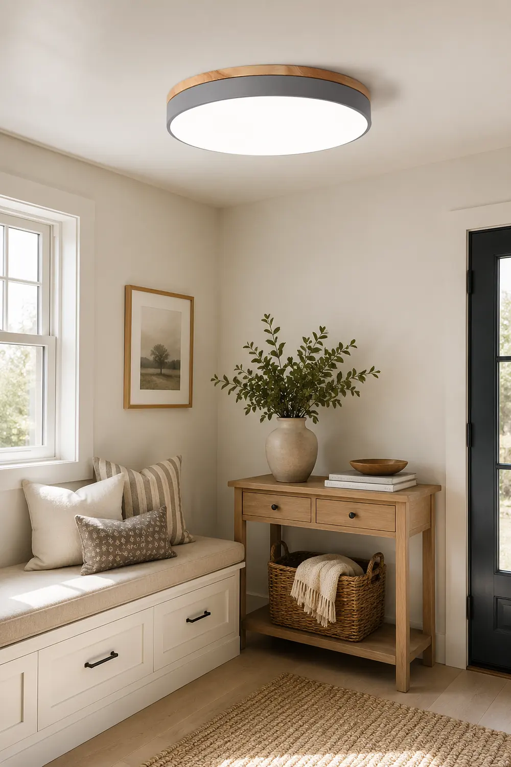 Zara Circular Wood Ceiling Lamp - Lumpaz