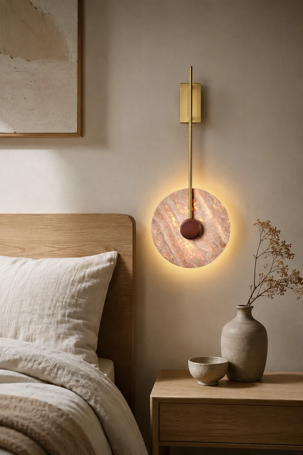 Travertine Disc Wall Lamp - Lumpaz