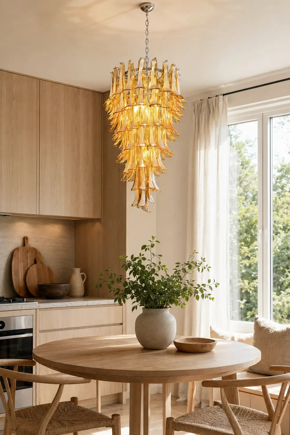 Murano Amber Petals Spiral Chandelier - Lumpaz