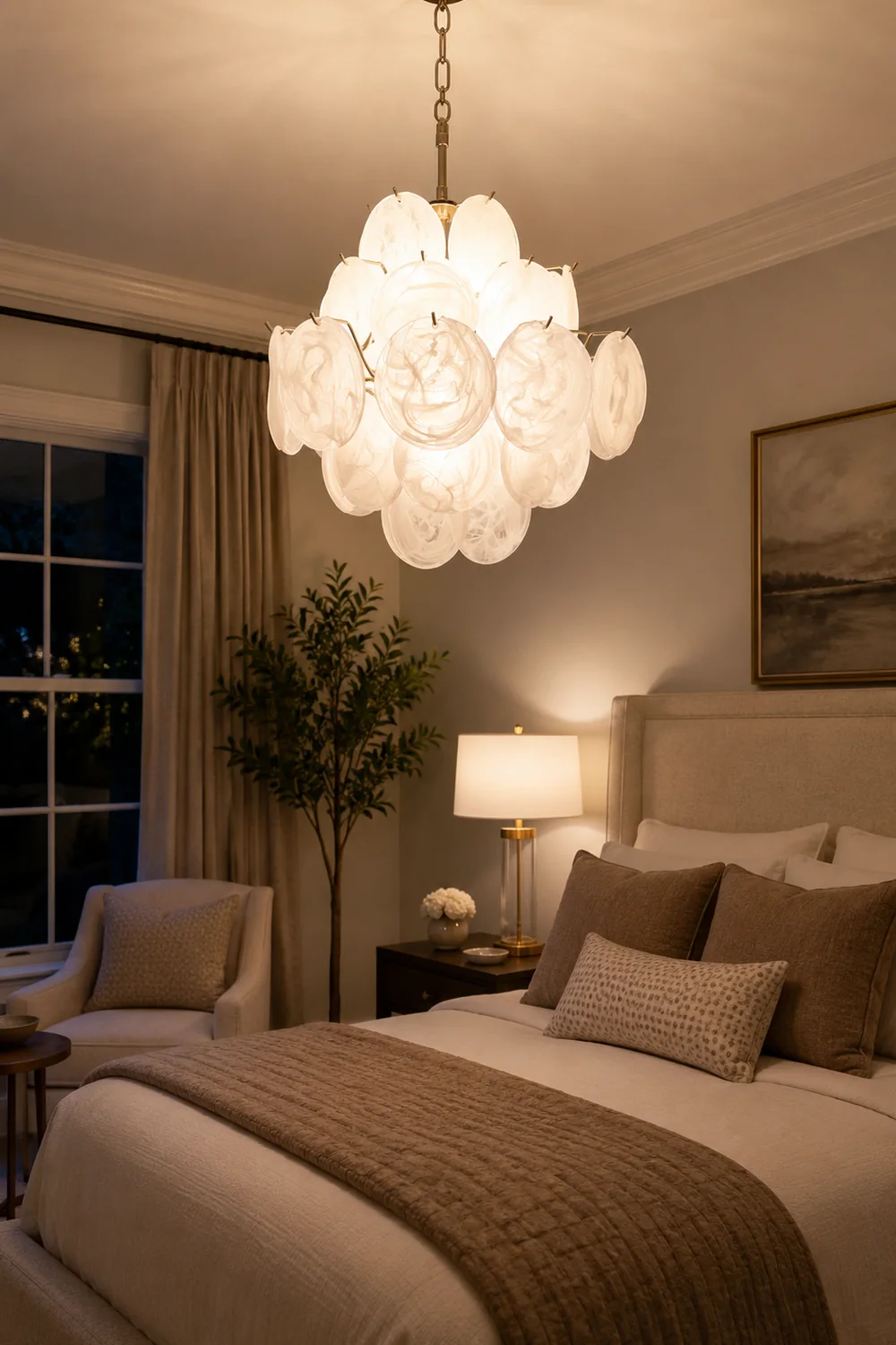 Isadora Murano White Disc Chandelier - Lumpaz