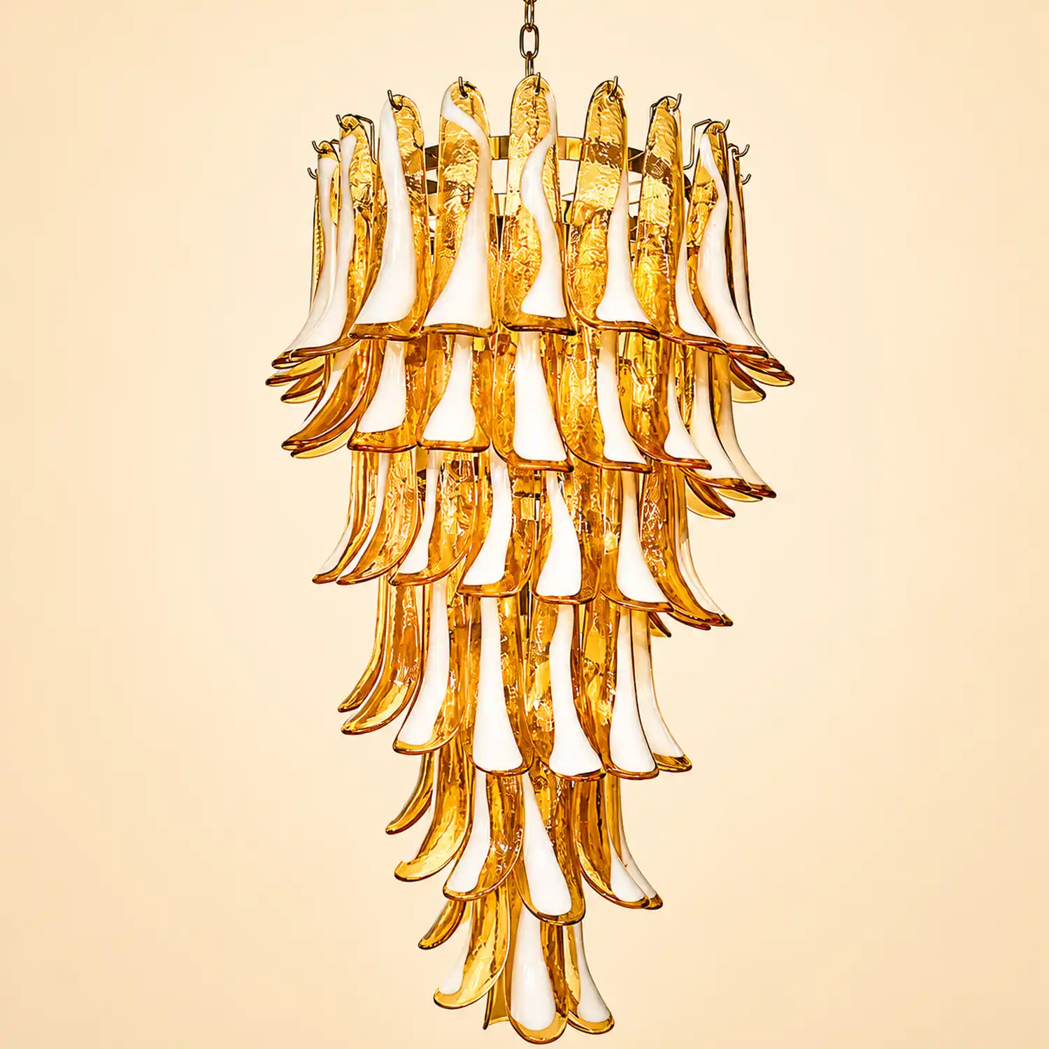 Murano Amber Petals Spiral Chandelier - Lumpaz