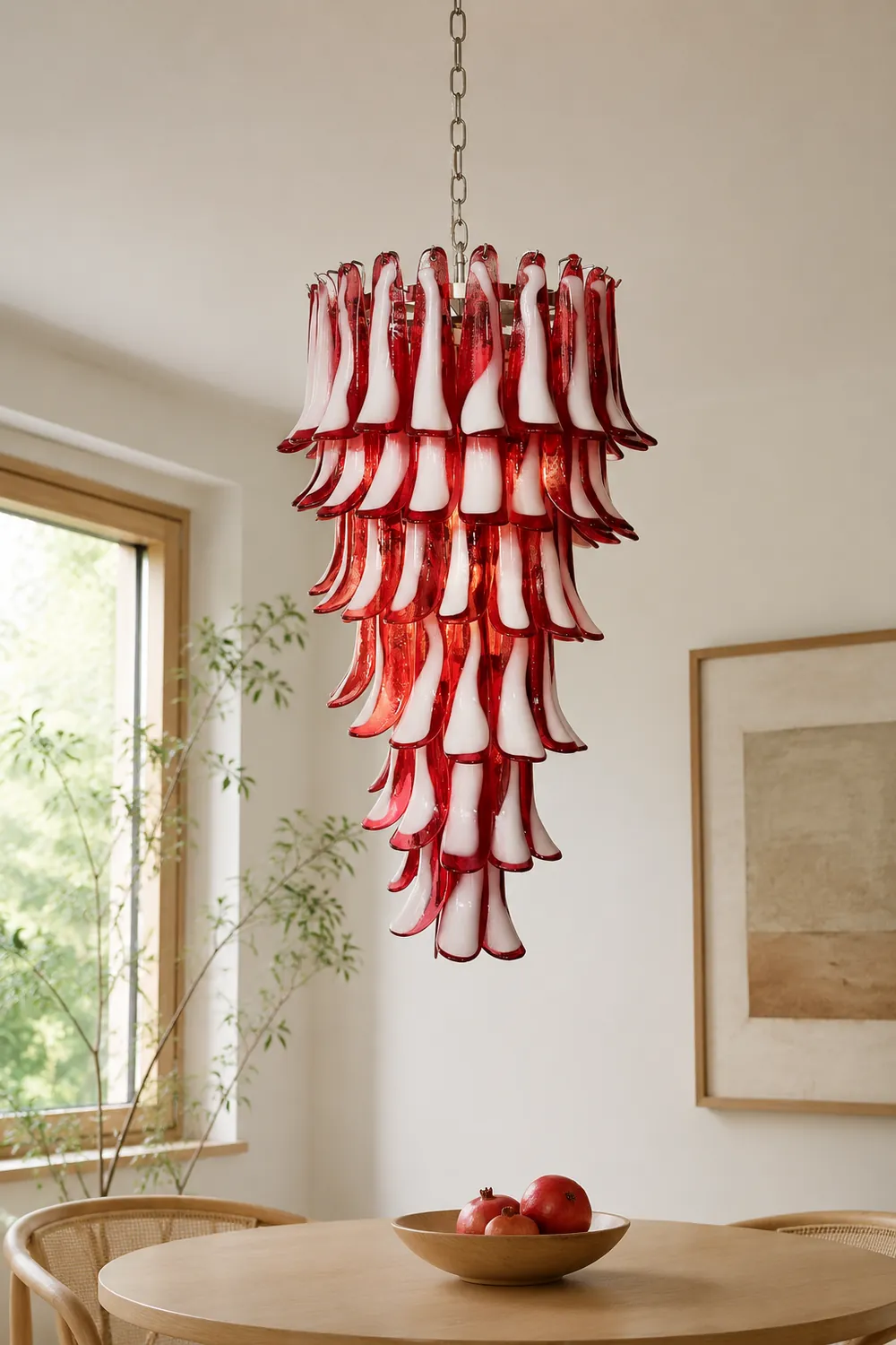 Murano Red Petals Spiral Chandelier - Lumpaz