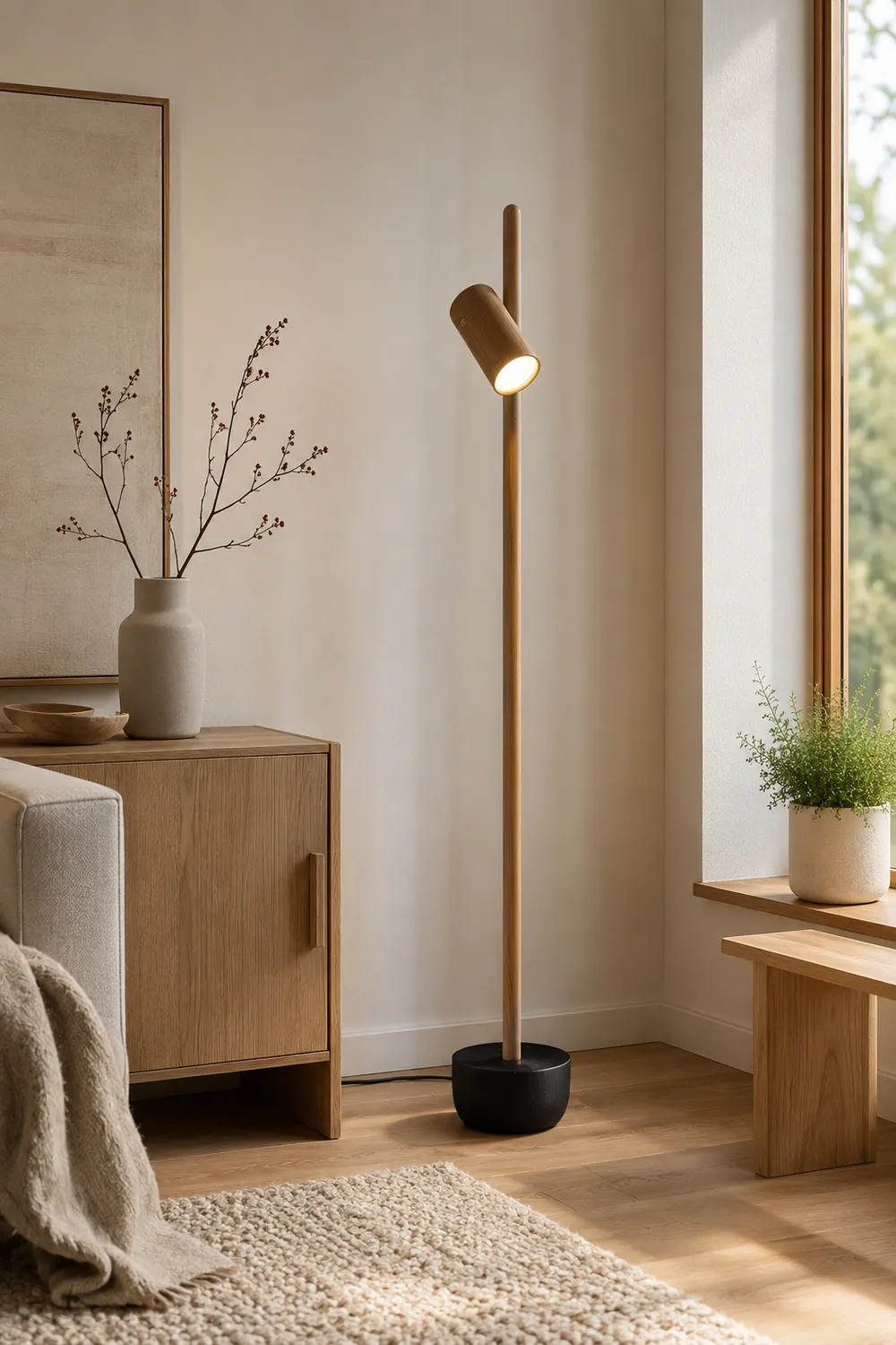 Spotlight Wood Floor Lamp - Lumpaz