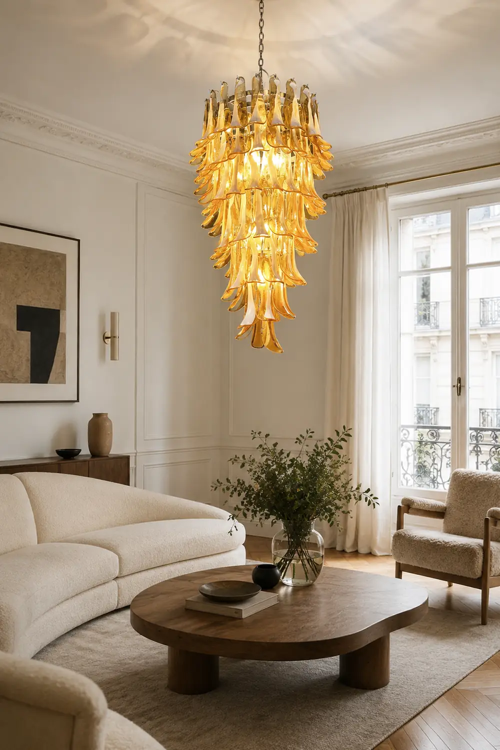 Murano Amber Petals Spiral Chandelier - Lumpaz