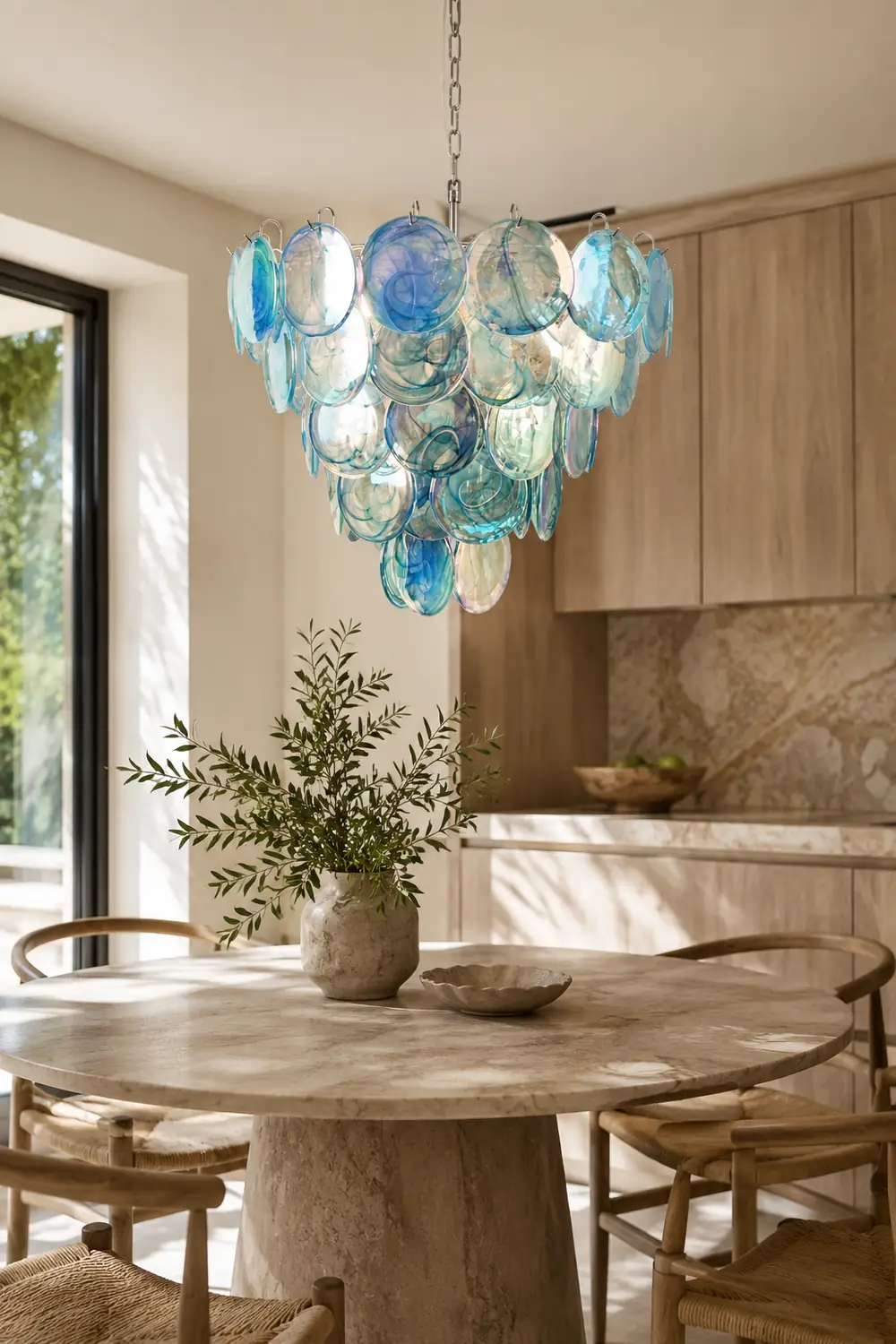 Blue Murano Disc Chandelier - Lumpaz