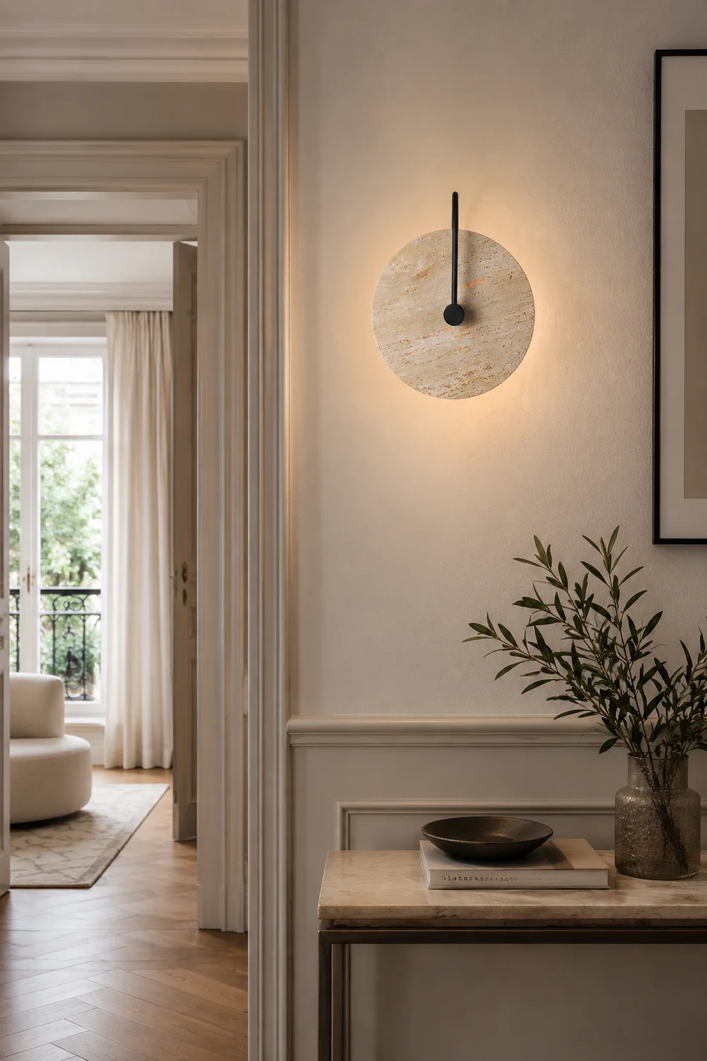 Round Travertine Wall Lamp - Lumpaz