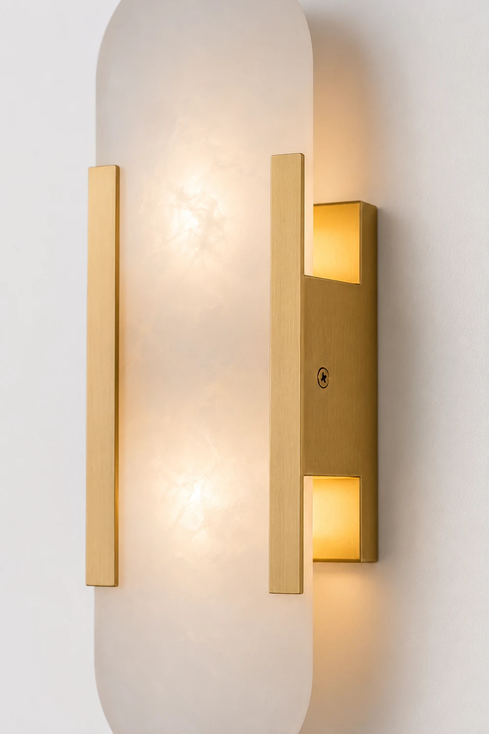 Geometric Harmony Alabaster Plug In Wall Lamp - Lumpaz