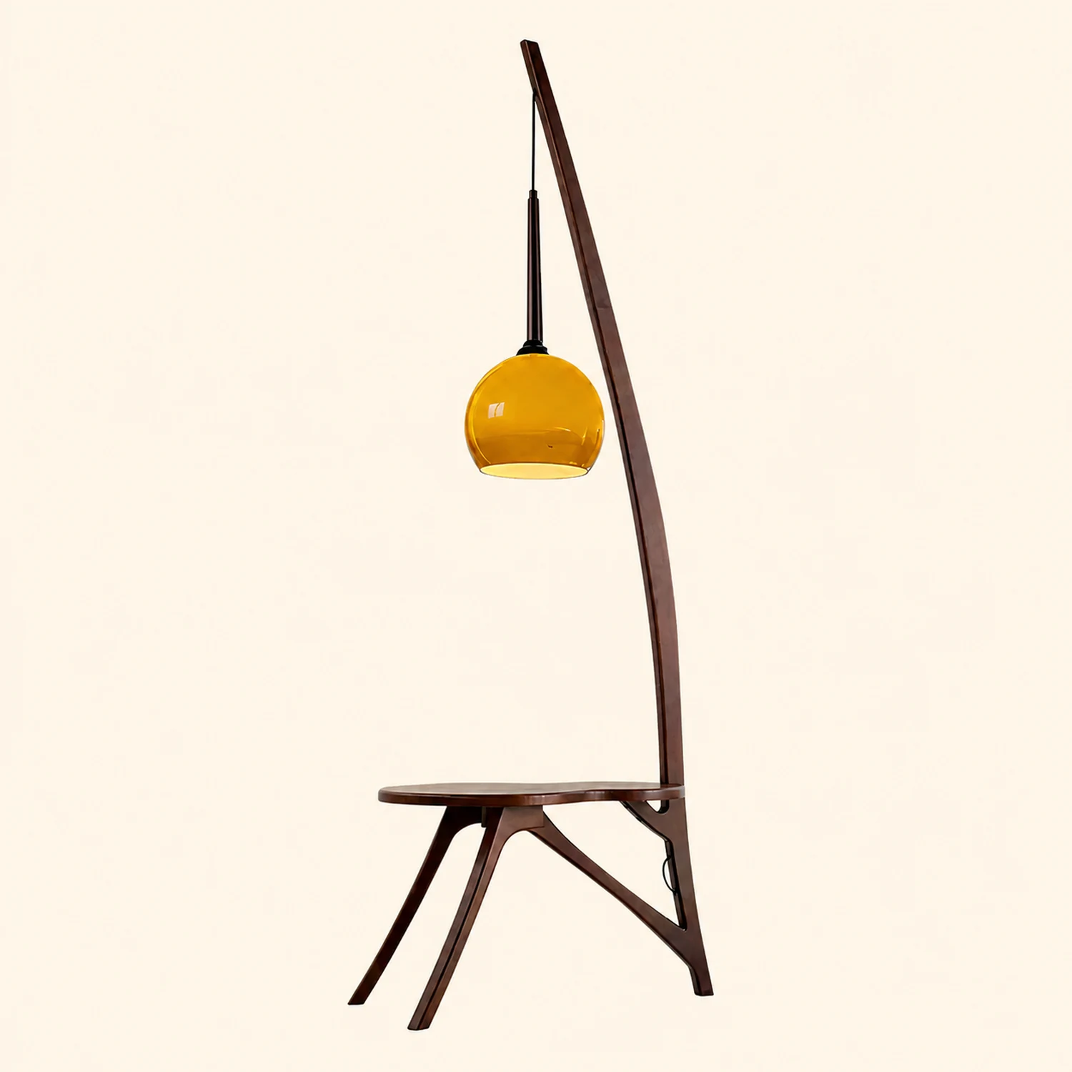 Arc Wood Hanging Floor Lamp - Lumpaz