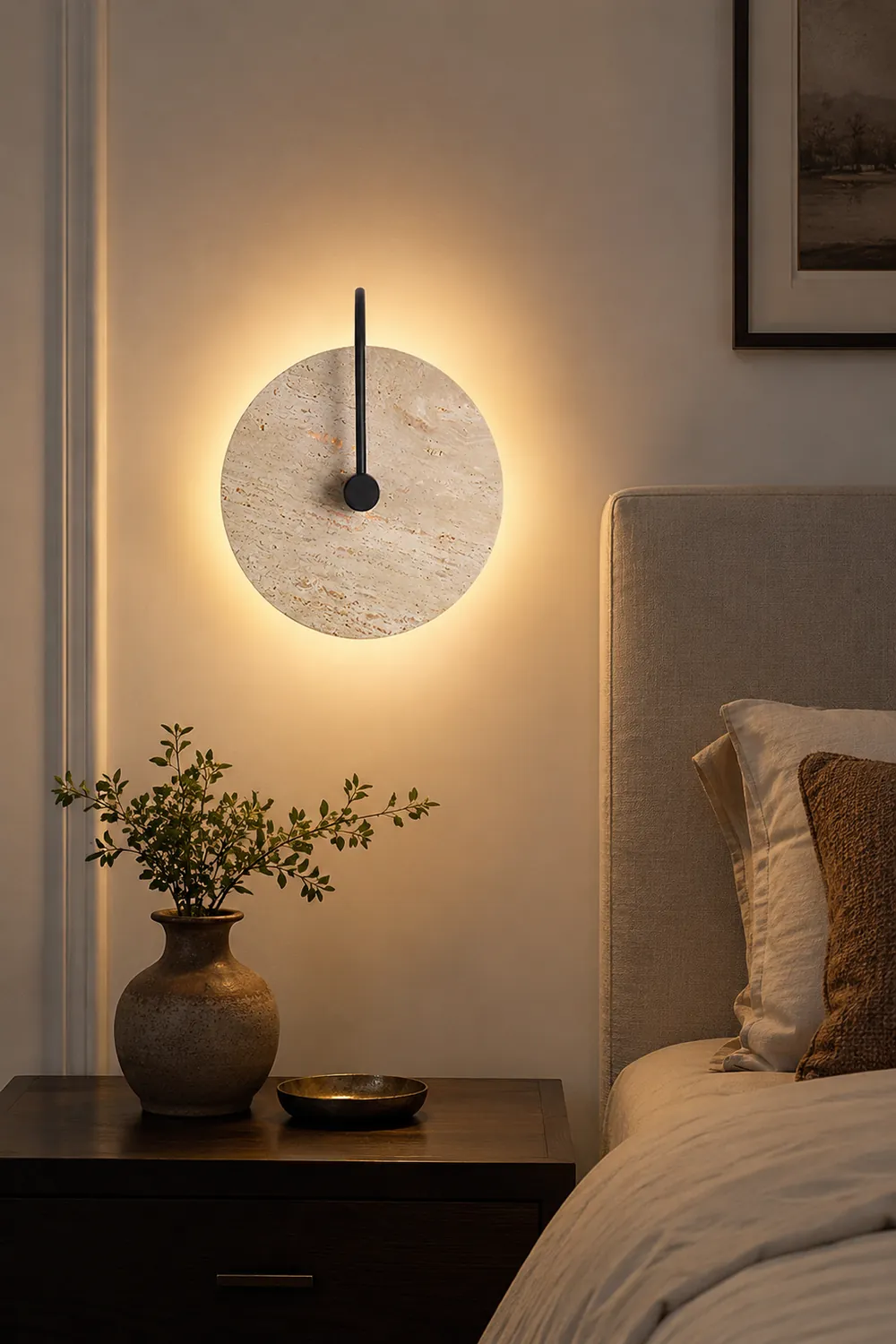 Round Travertine Wall Lamp - Lumpaz